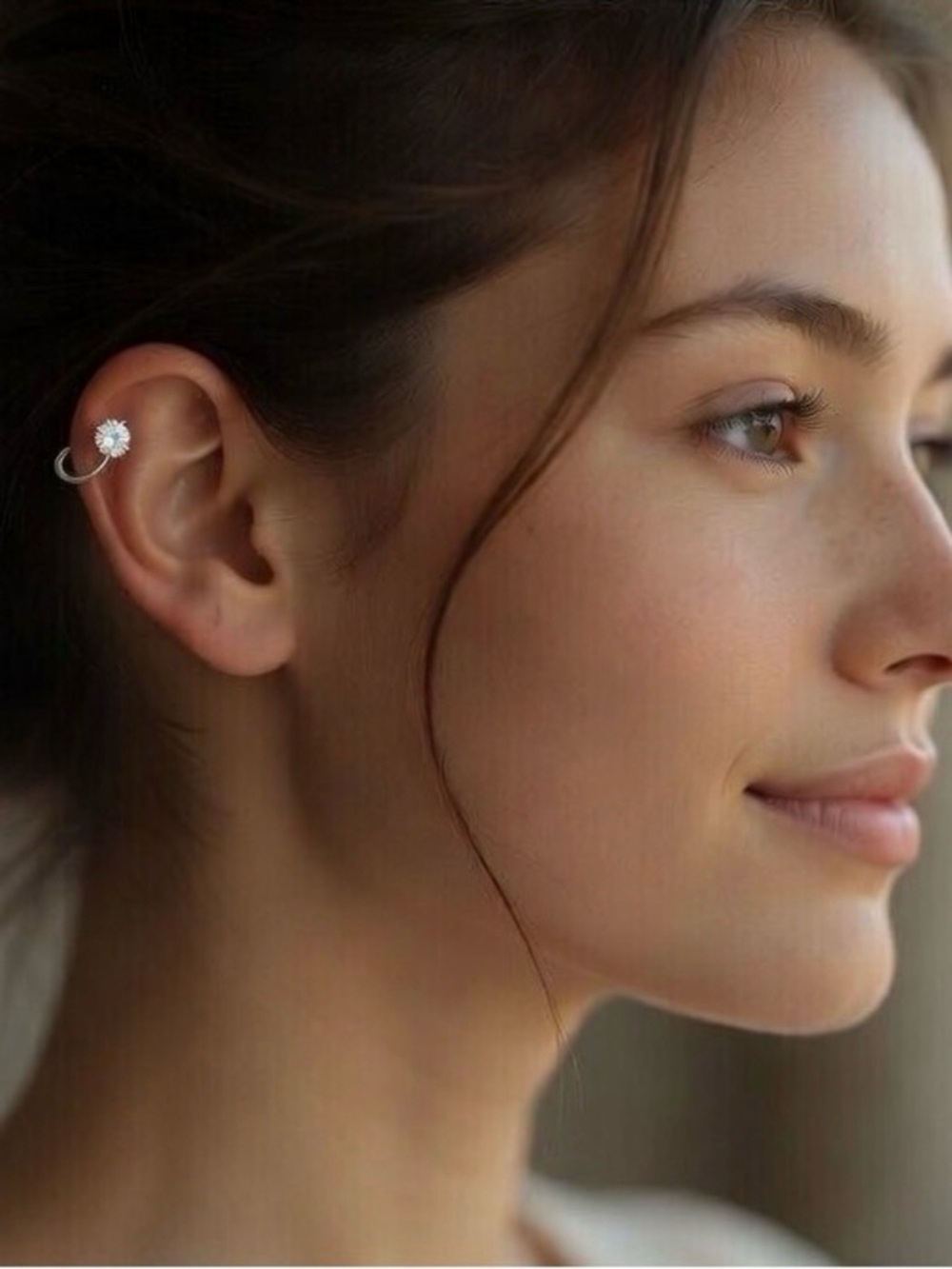 Silver Crystal Loop Small Earring Cz Little Cutie 925 Sterling Silver